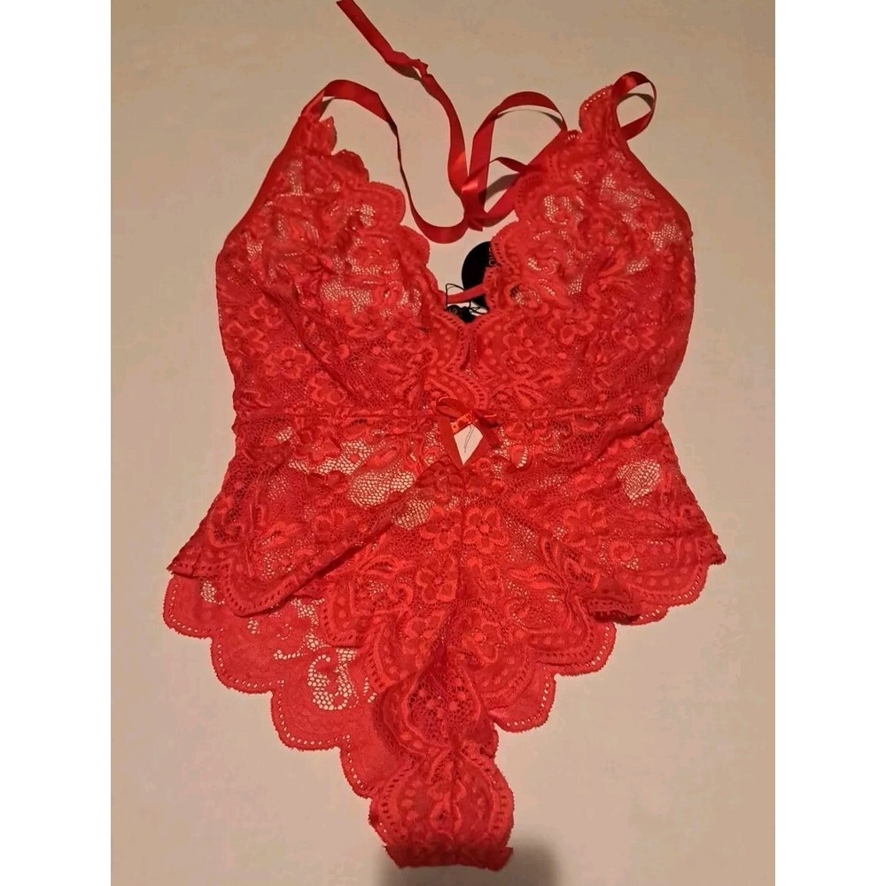 Avidlove Women One Piece Lingerie Sexy Lace Deep V Teddy Size Small